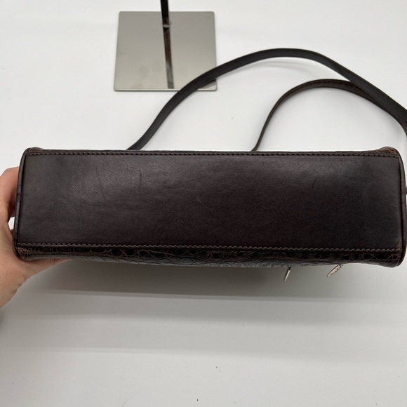 Brighton Brown Croc Embossed Leather Small Crossbody Bag BLEMISH - Picture 7 of 9